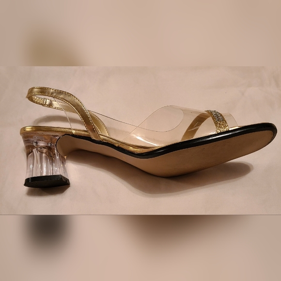Pierre Dumas size 8½M clear/gold heels - Picture 2 of 11